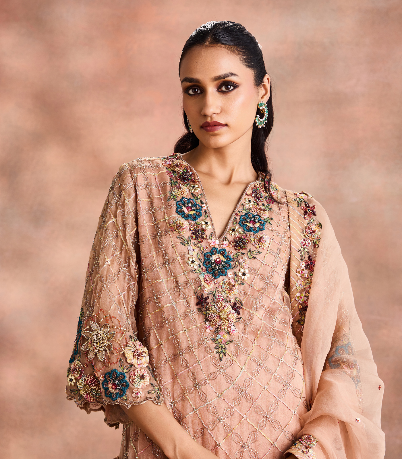 Floral Lattice Kurta Set