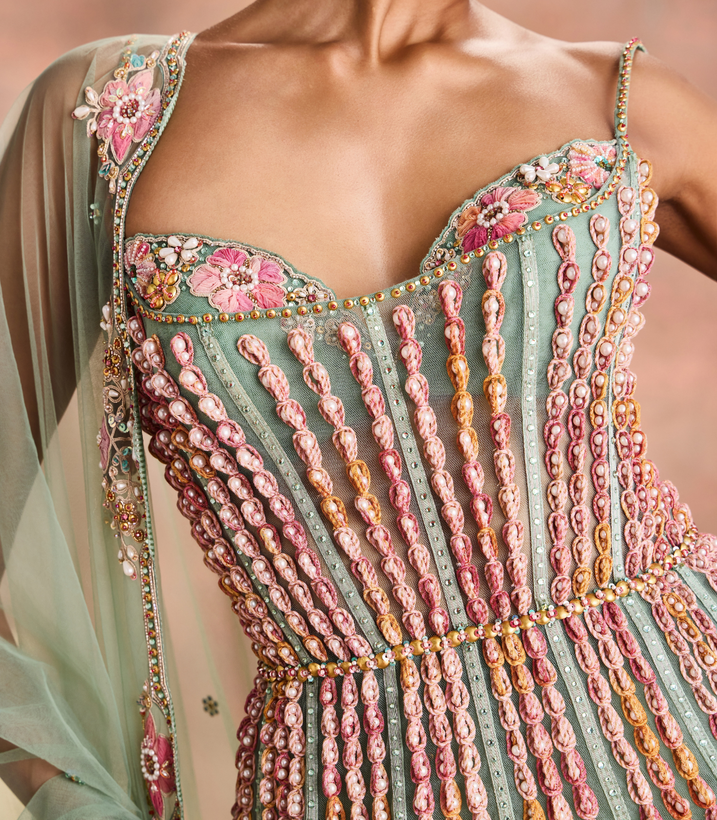 Pastel Corset Lehnga Set