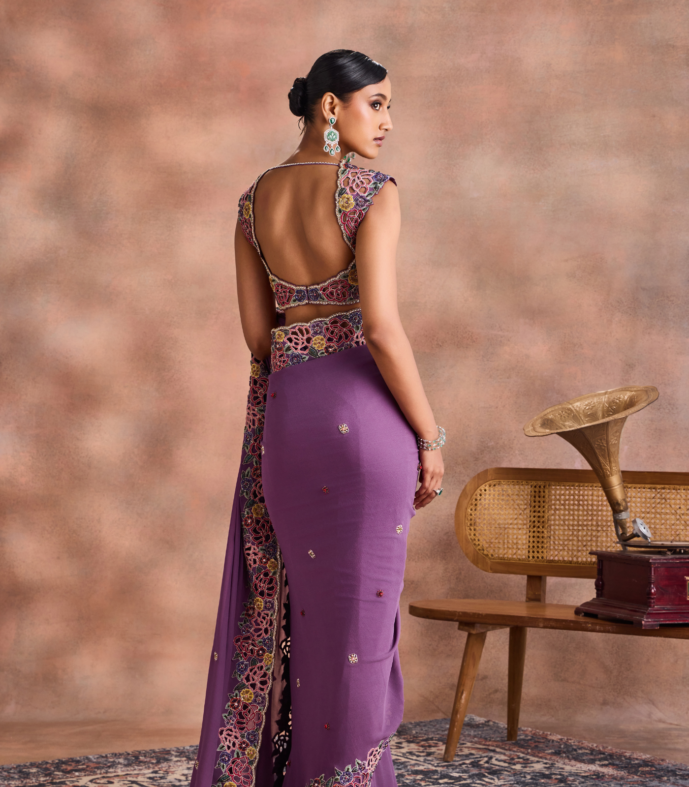 Cutwork Floral Saree Set