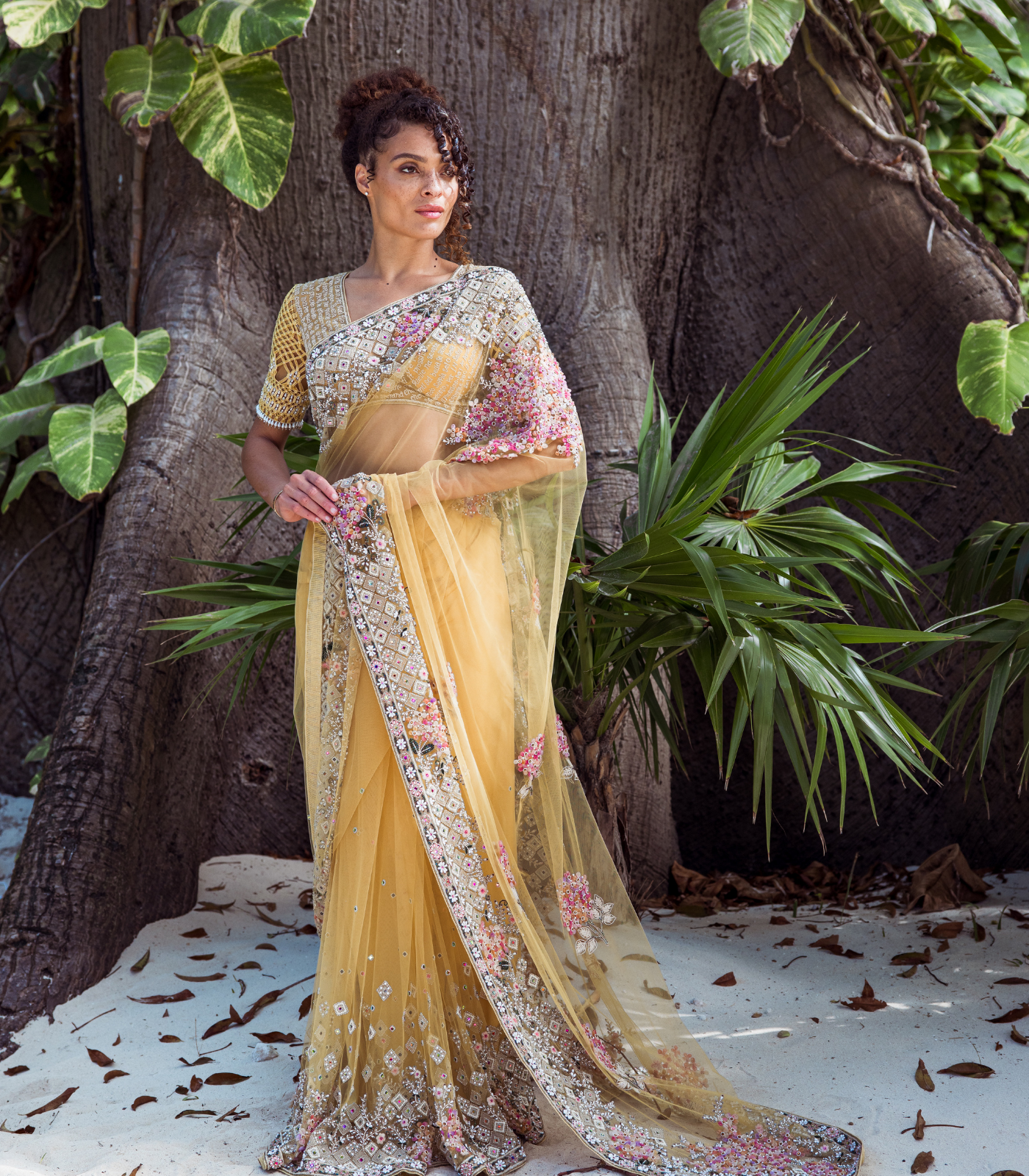 Embroidered Poem Sari