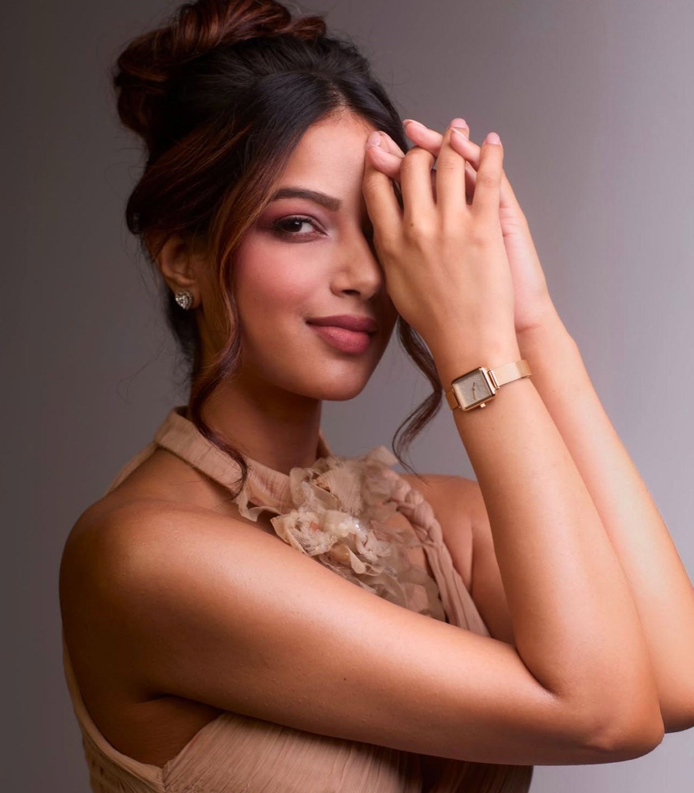 Harnaaz Sandhu spotted in our beige pleated gown