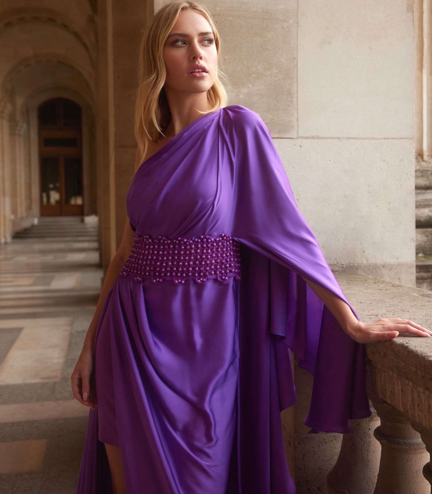 One shoulder Drape Gown