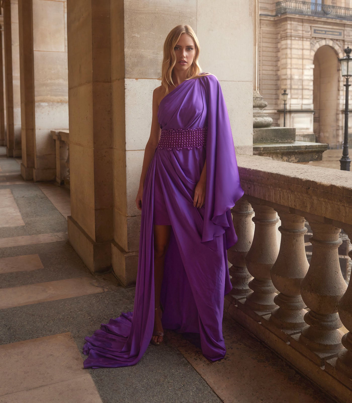 One shoulder Drape Gown