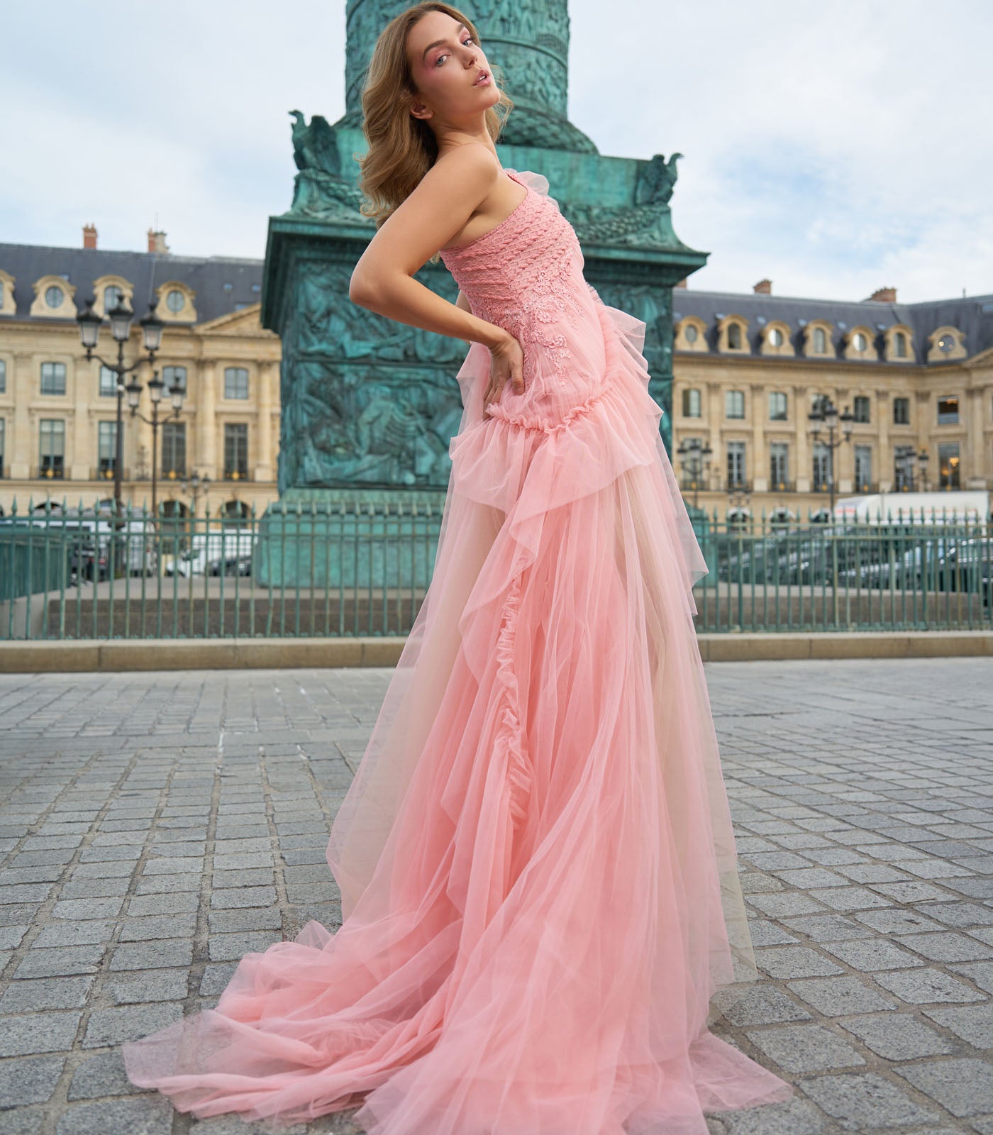 Pink one shoulder gown