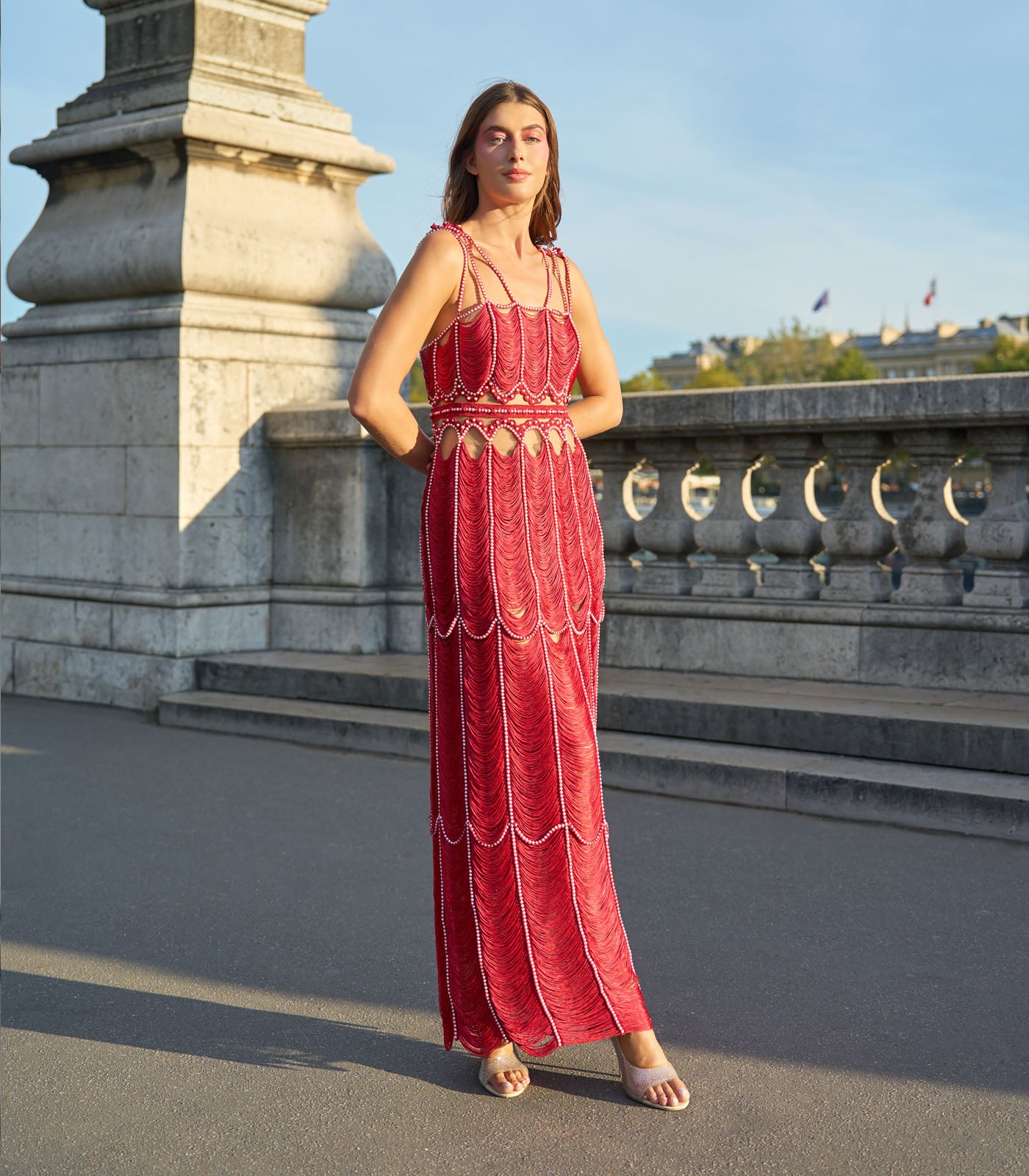 Layered Thread Beaded Dress