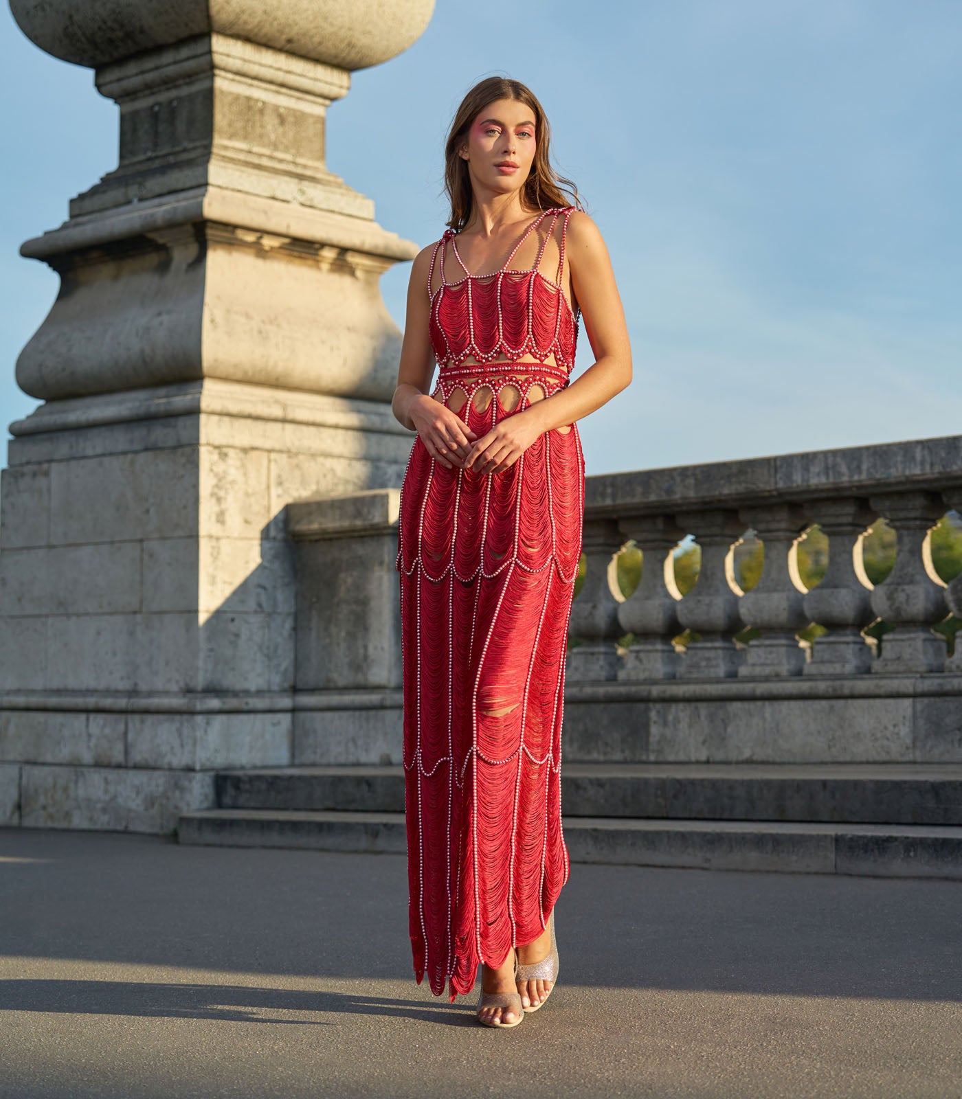 Layered Thread Beaded Dress