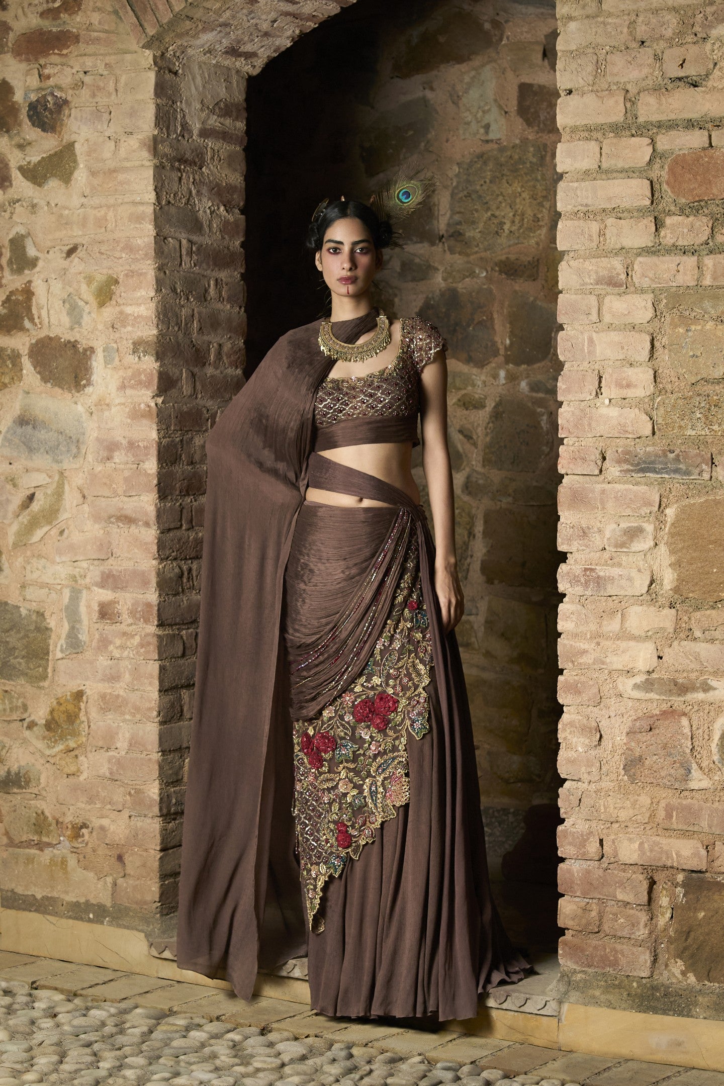 One Shoulder Drape Sari