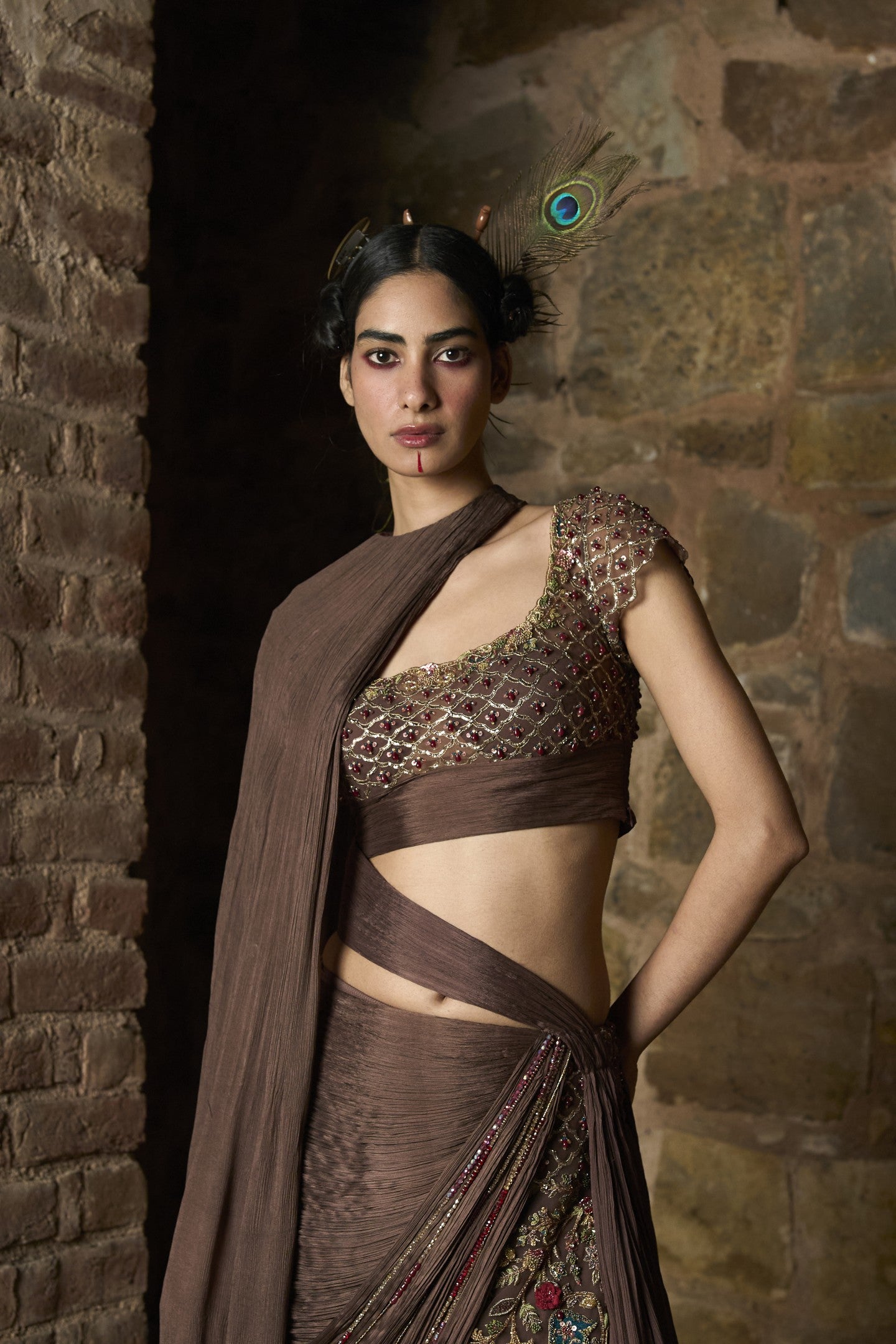 One Shoulder Drape Sari