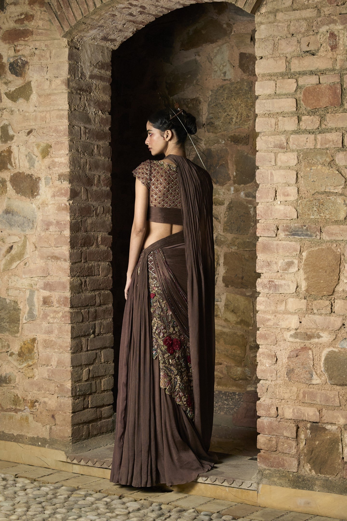 One Shoulder Drape Sari
