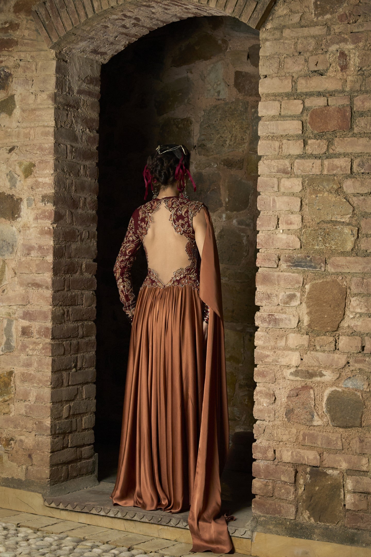 Fluid Drape Sari Gown