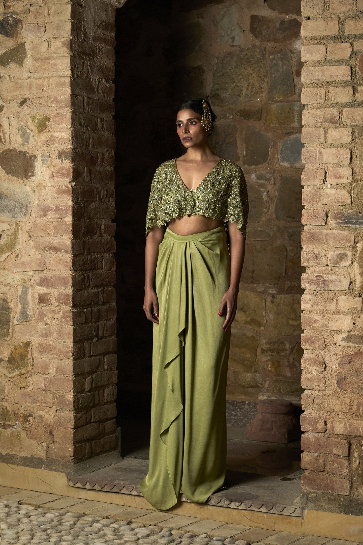 Embellished Cape Set