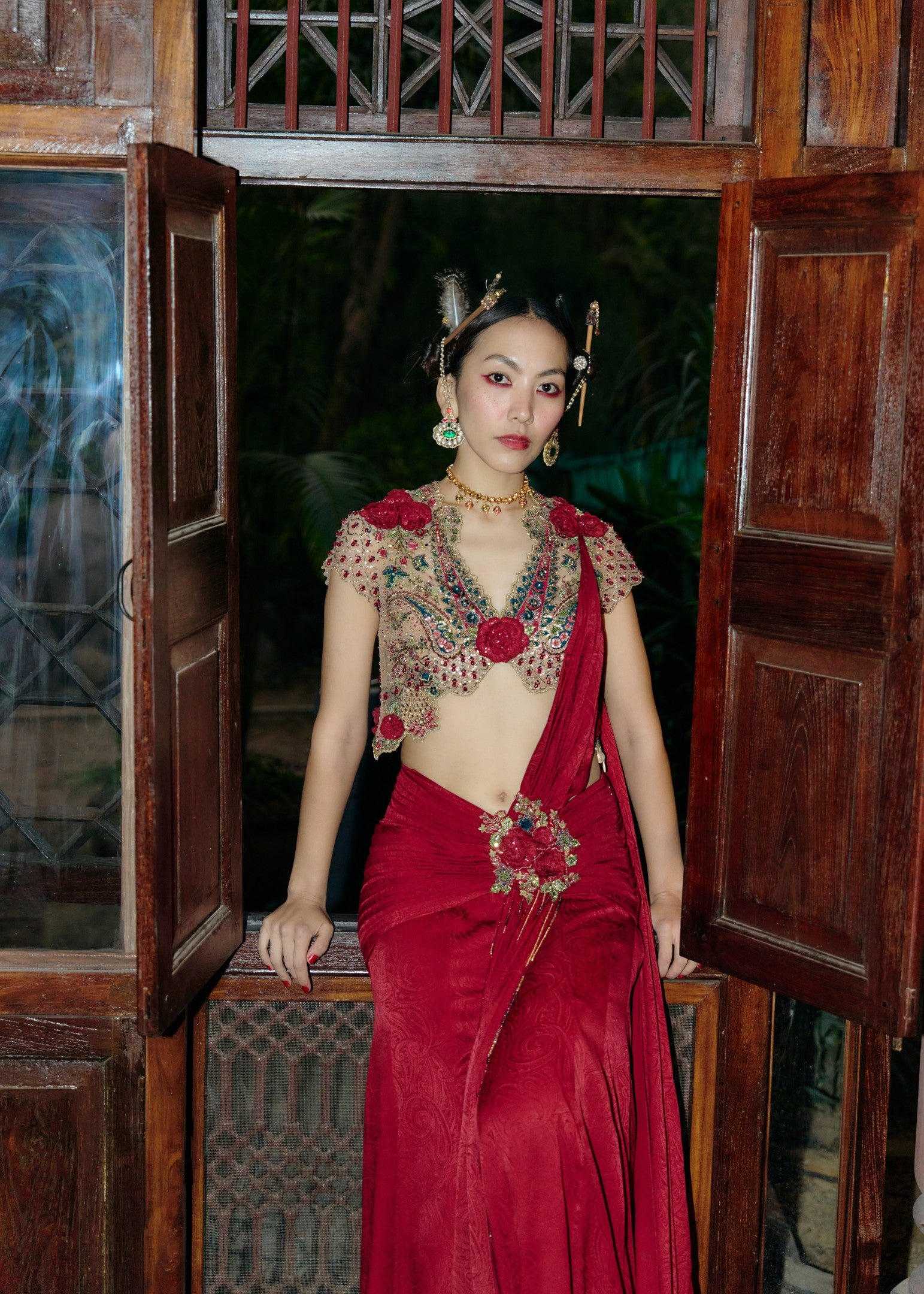 Applique Sari Set