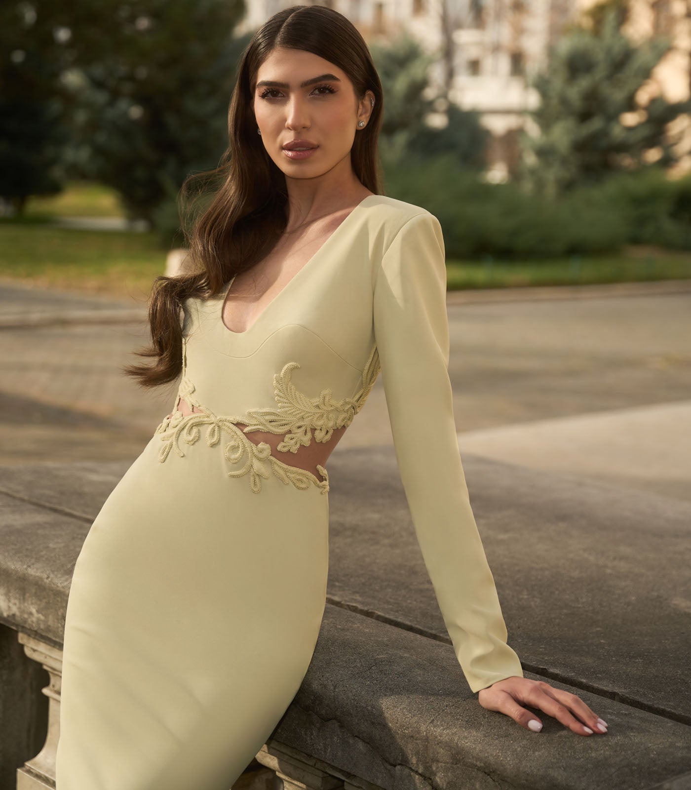 Classic Gown with Waist Cut Outs