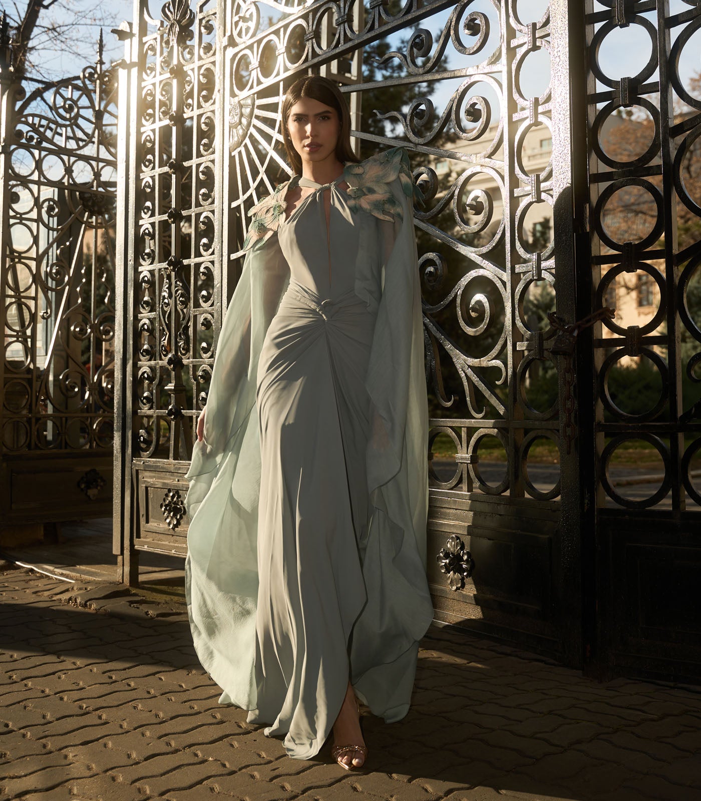 Draped Gown With a Cape