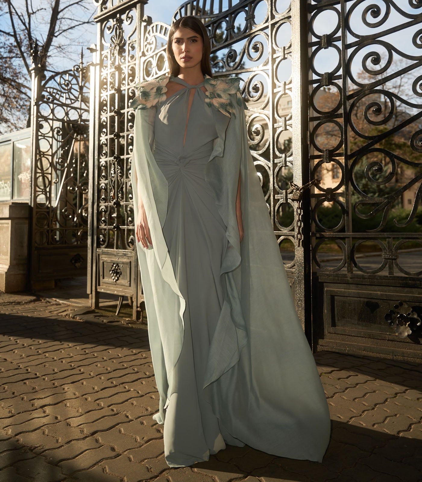 Draped Gown With a Cape
