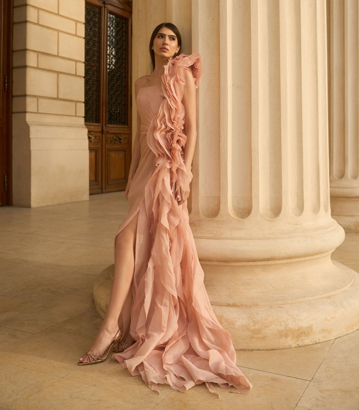 Strapless Gown with Ruffles