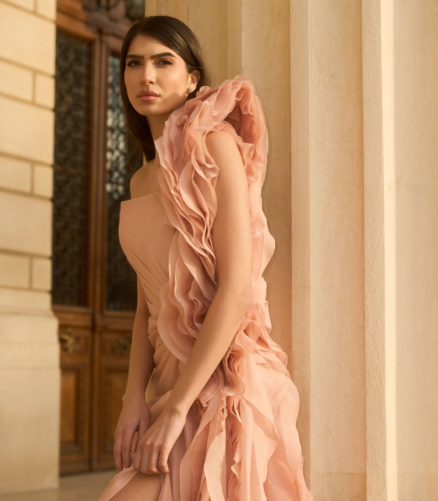 Strapless Gown with Ruffles