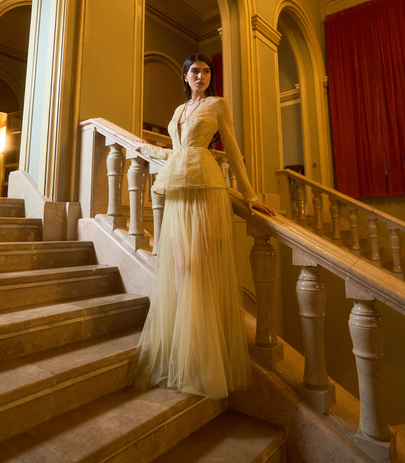 Peplum Flare Corset Gown