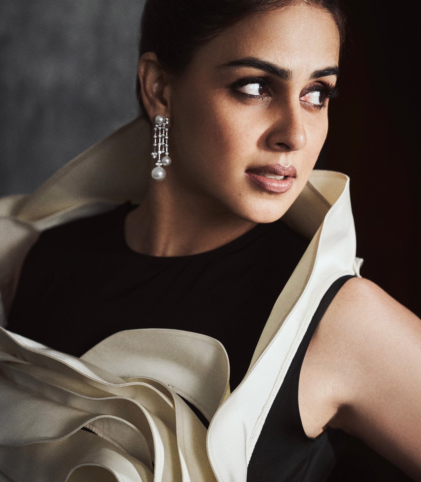 Genelia Dsouza spotted in our black and white one shoulder gown