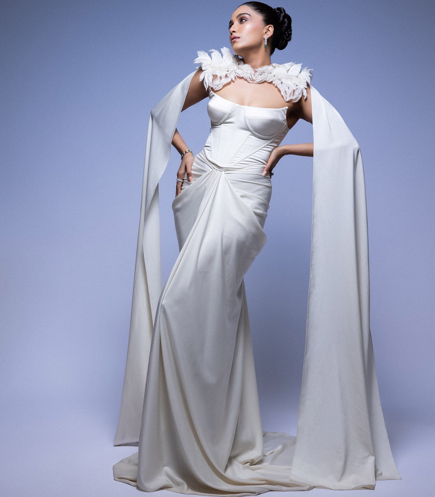 Nimrat Kaur spotted in our pearl white evening gown with cape