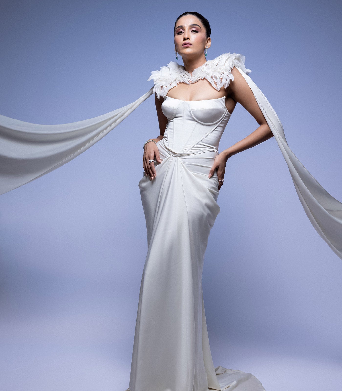 Nimrat Kaur spotted in our pearl white evening gown with cape