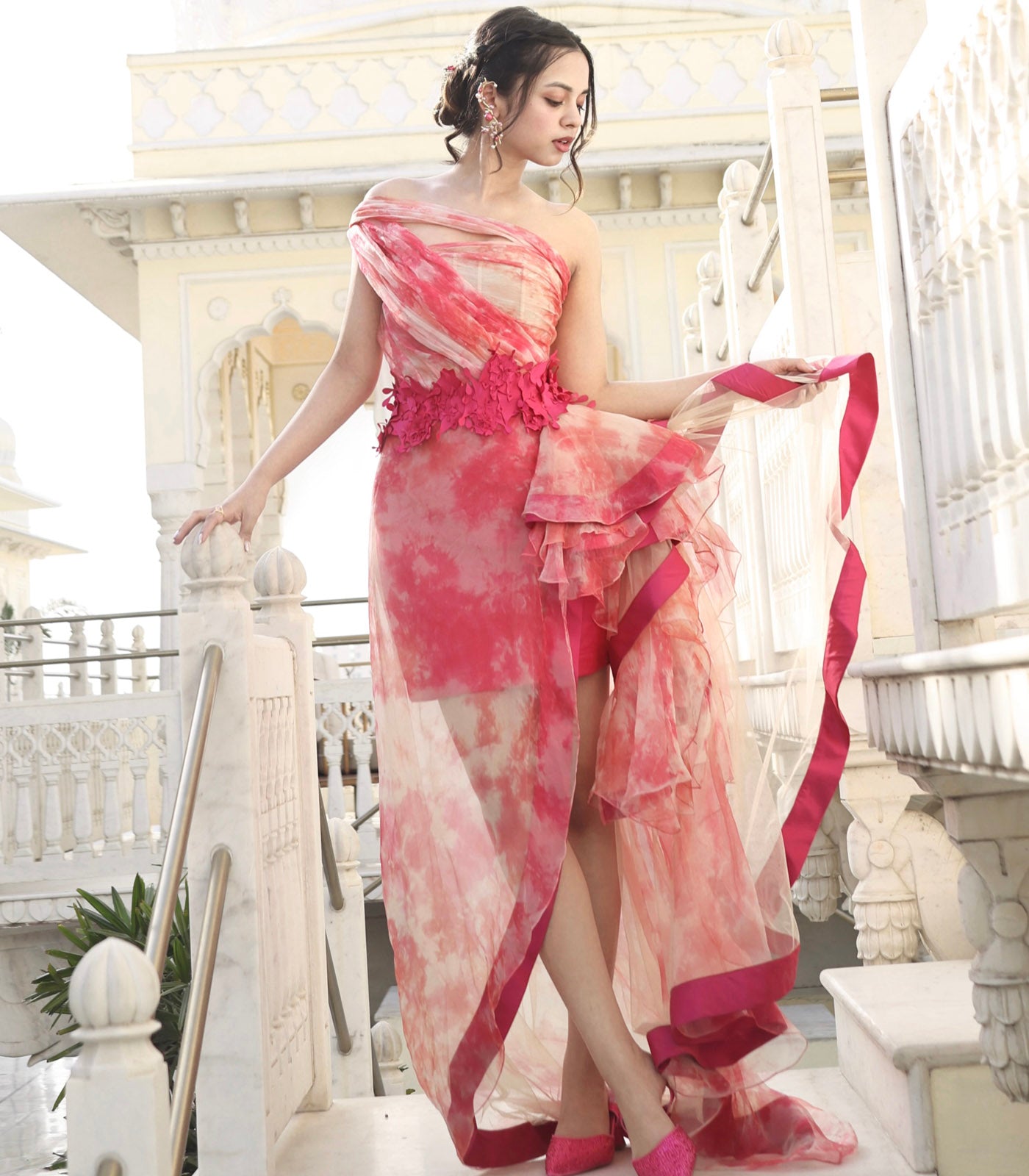 Nitanshi Goel spotted in our pink one shoulder gown dress