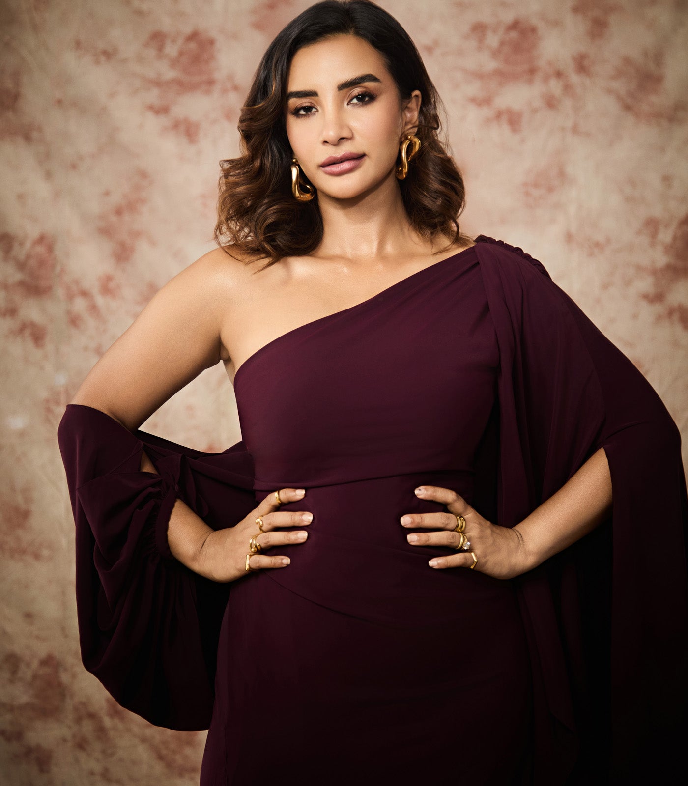 Patralekha spotted in our wine drape style gown