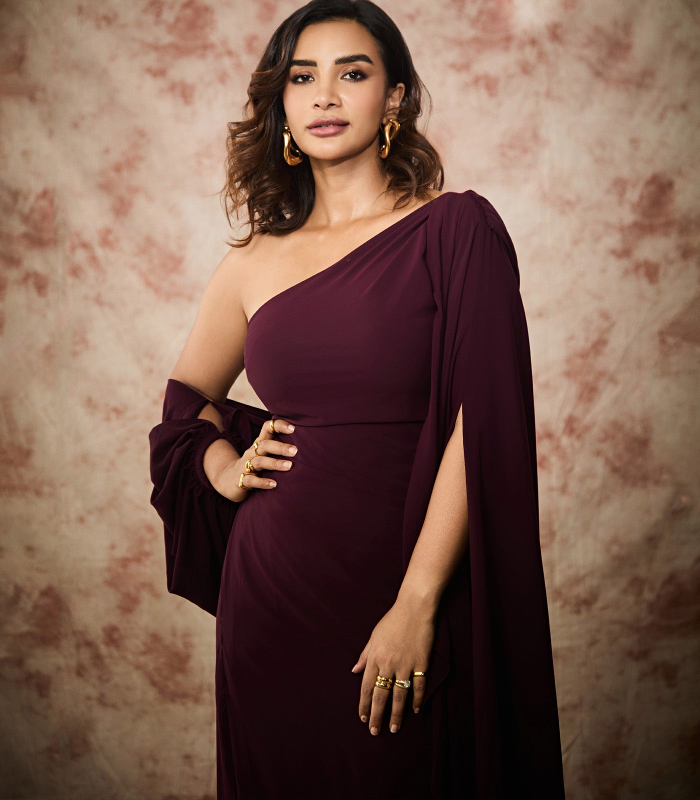 Patralekha spotted in our wine drape style gown