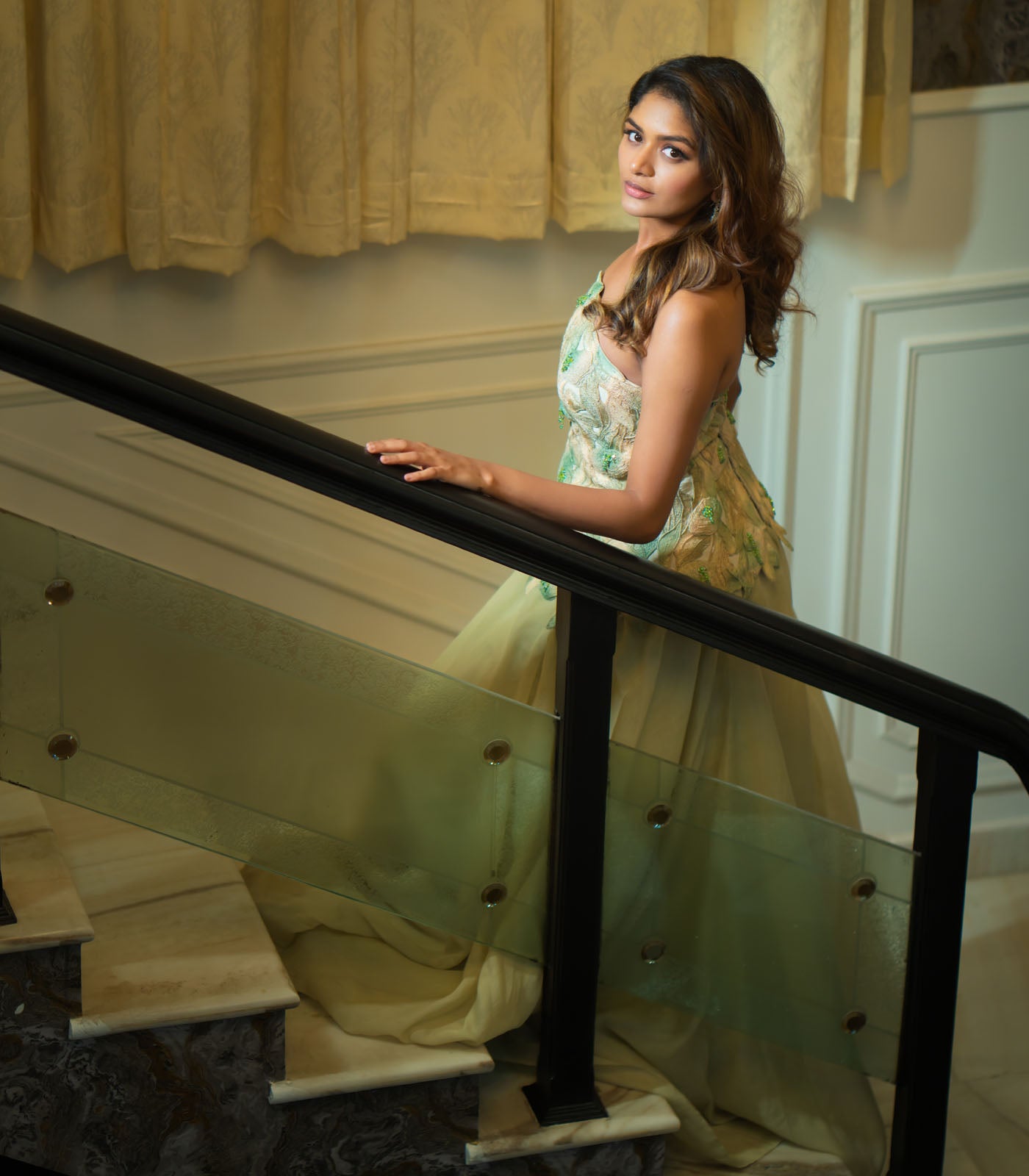Aditi Shankar spotted in our lily green strapless gown