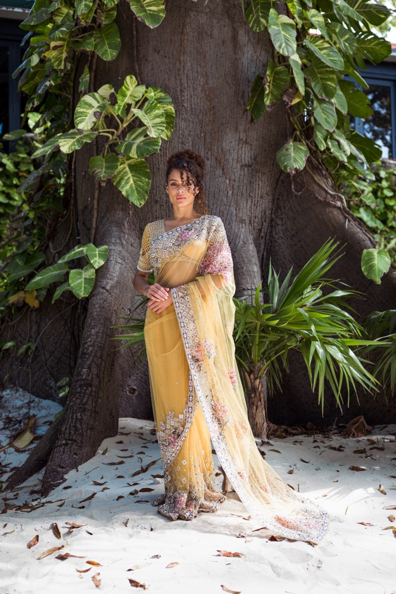 Embroidered Poem Sari