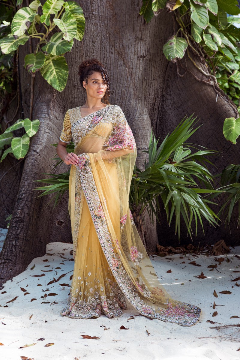 Embroidered Poem Sari