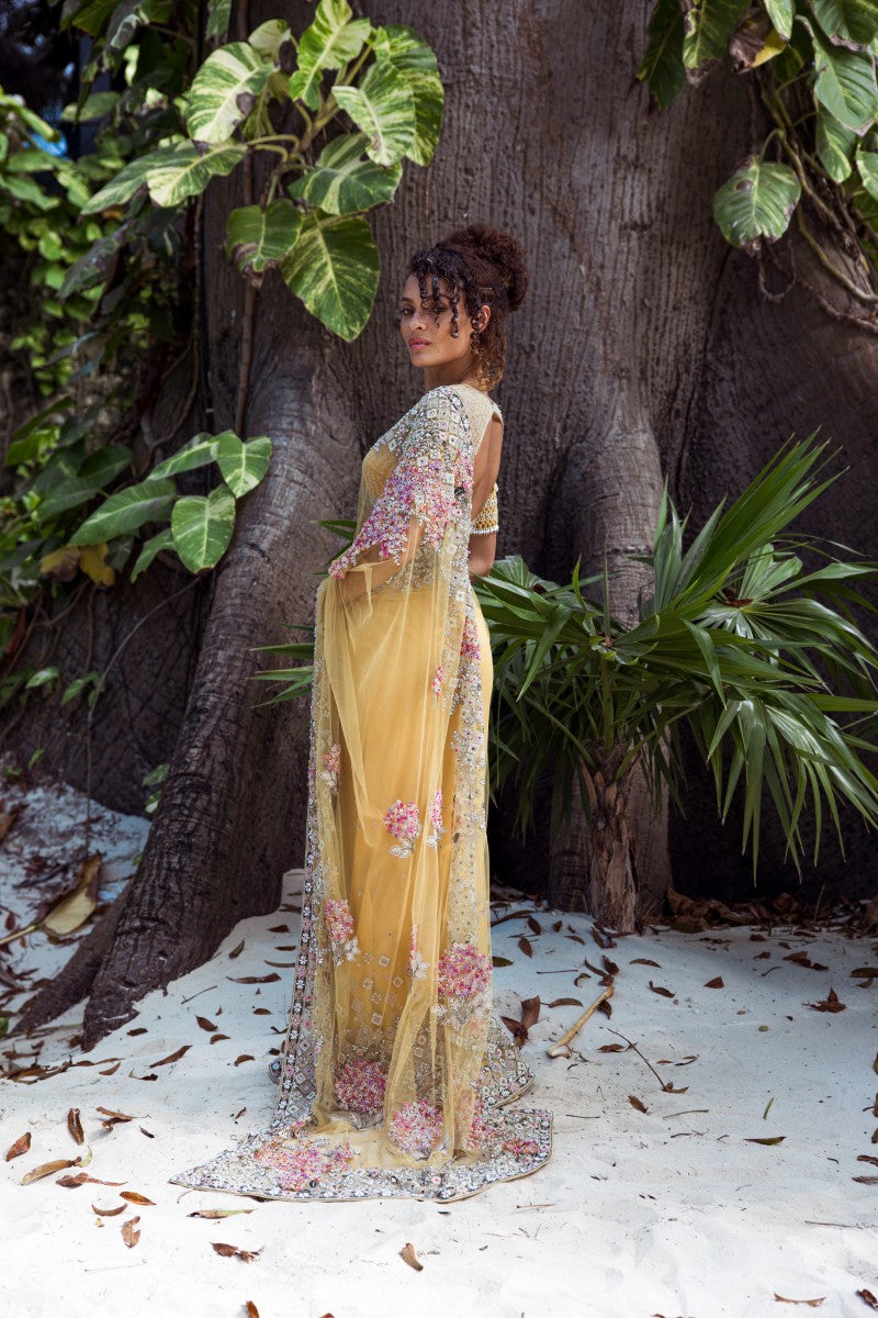 Embroidered Poem Sari
