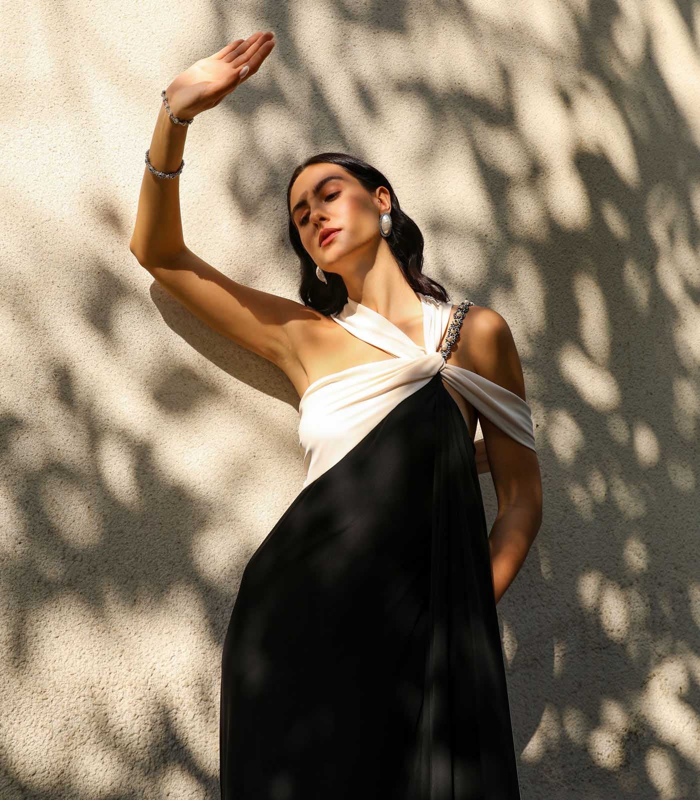 Knotted Strap Drape Gown