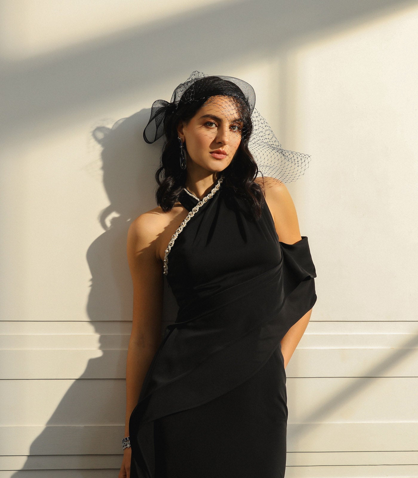 Cross Halter Draped Gown