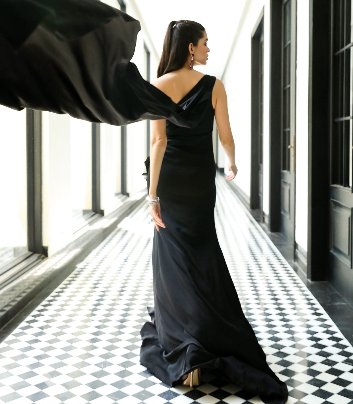 High Slit Draped Gown