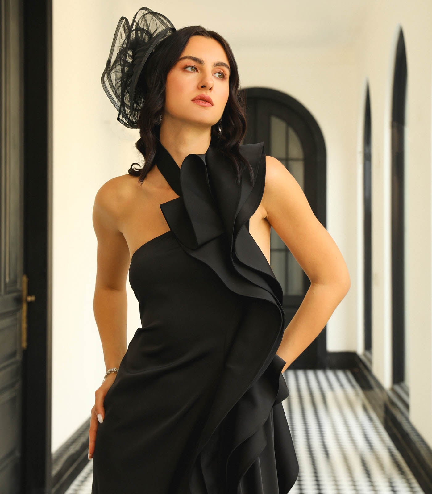 One Shoulder Flare Gown