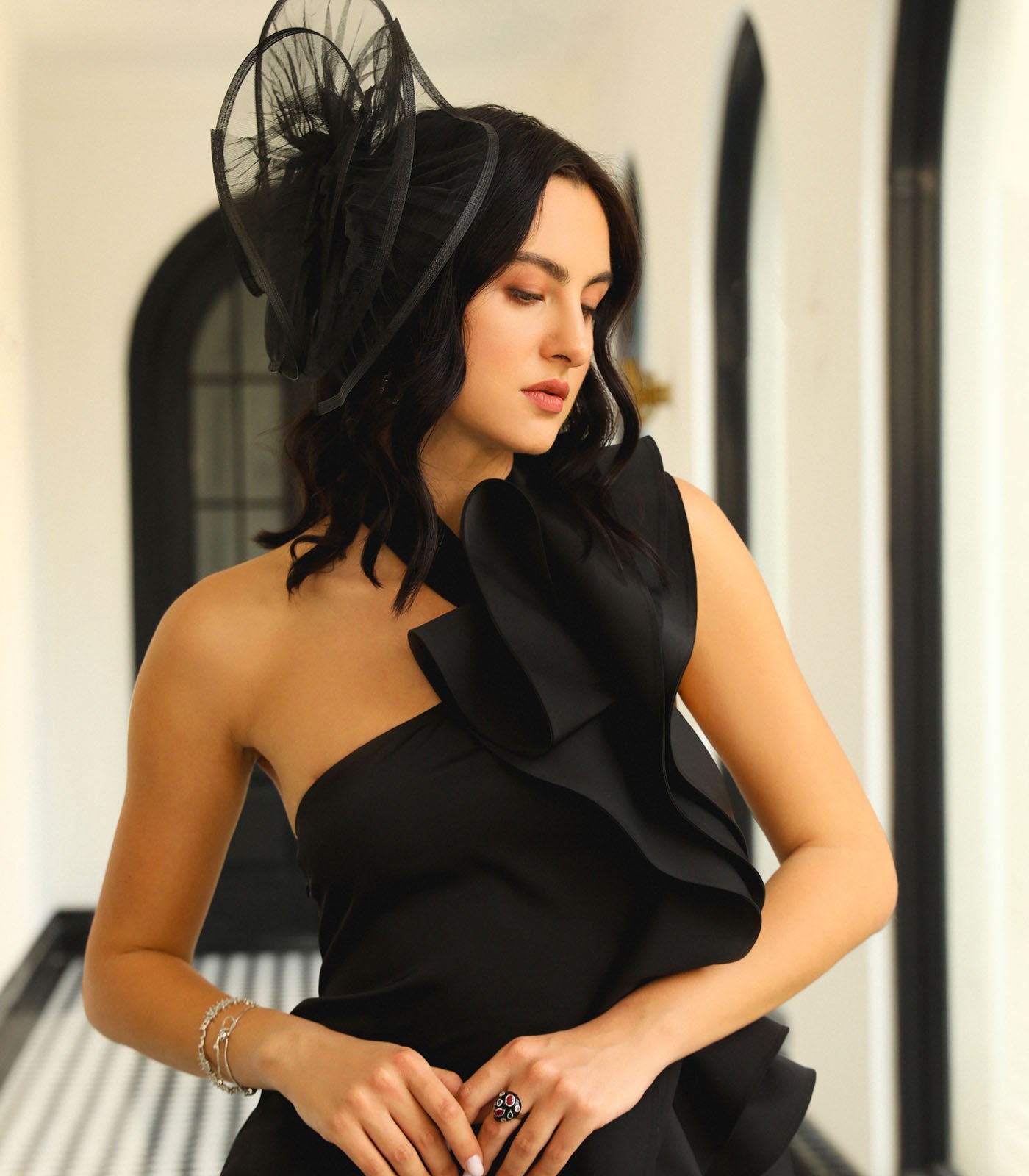 One Shoulder Flare Gown