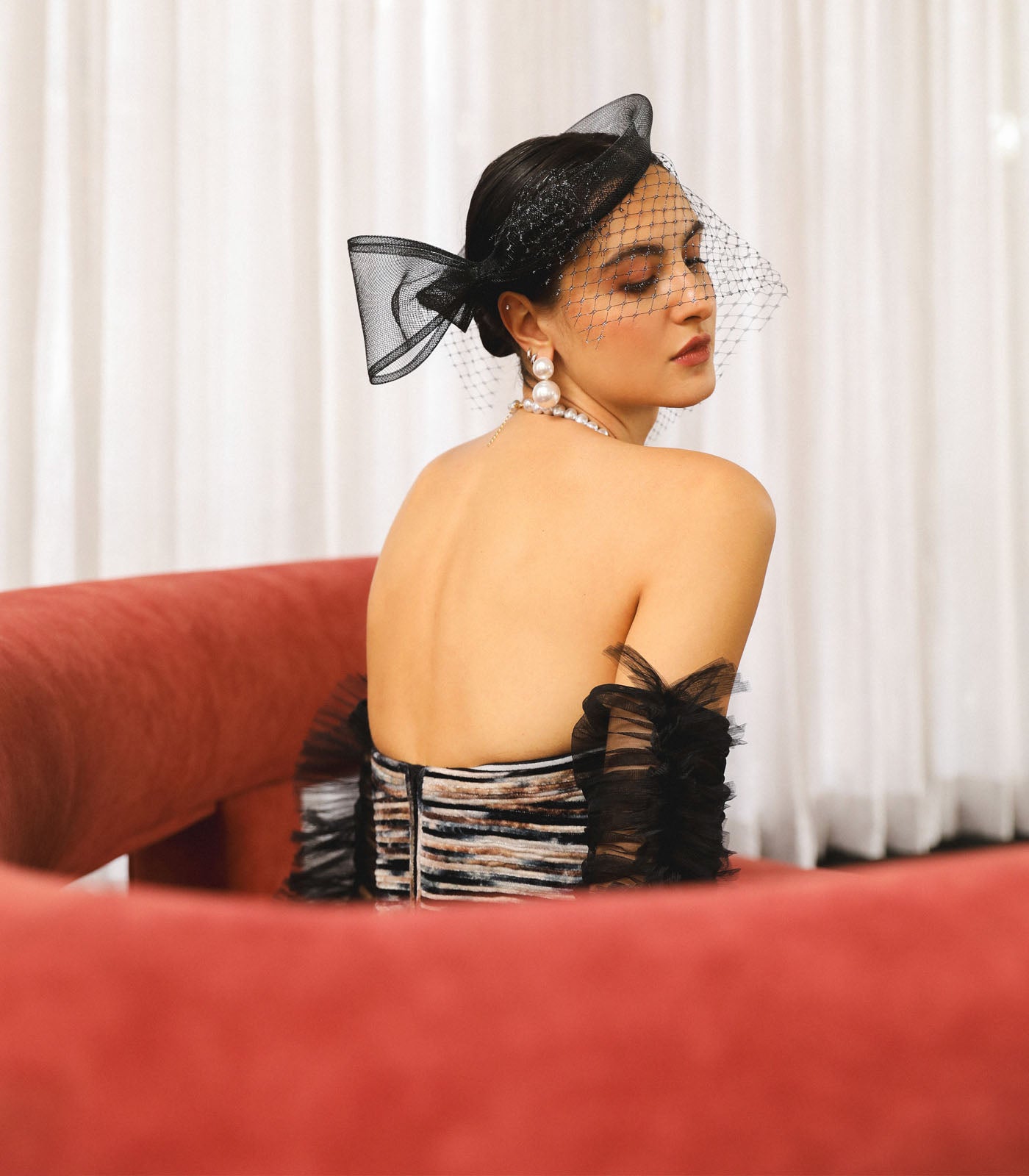 Strapless Ruched Sleeve Gown