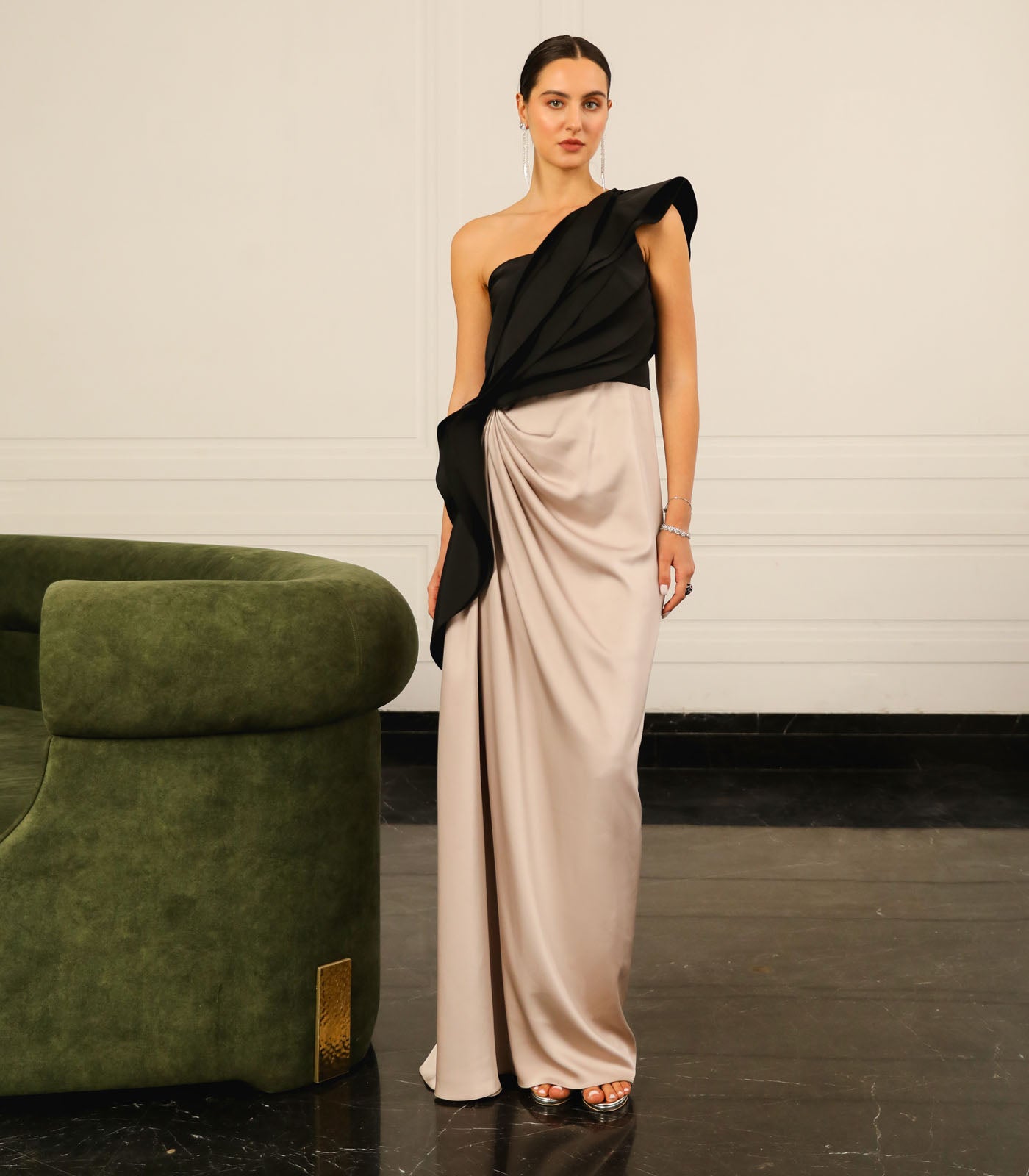 Cowl Skirt Draped Gown