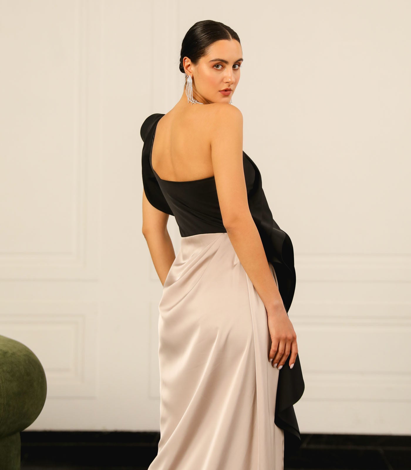 Cowl Skirt Draped Gown