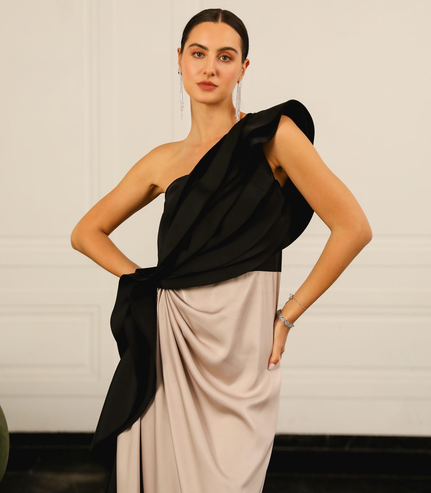 Cowl Skirt Draped Gown