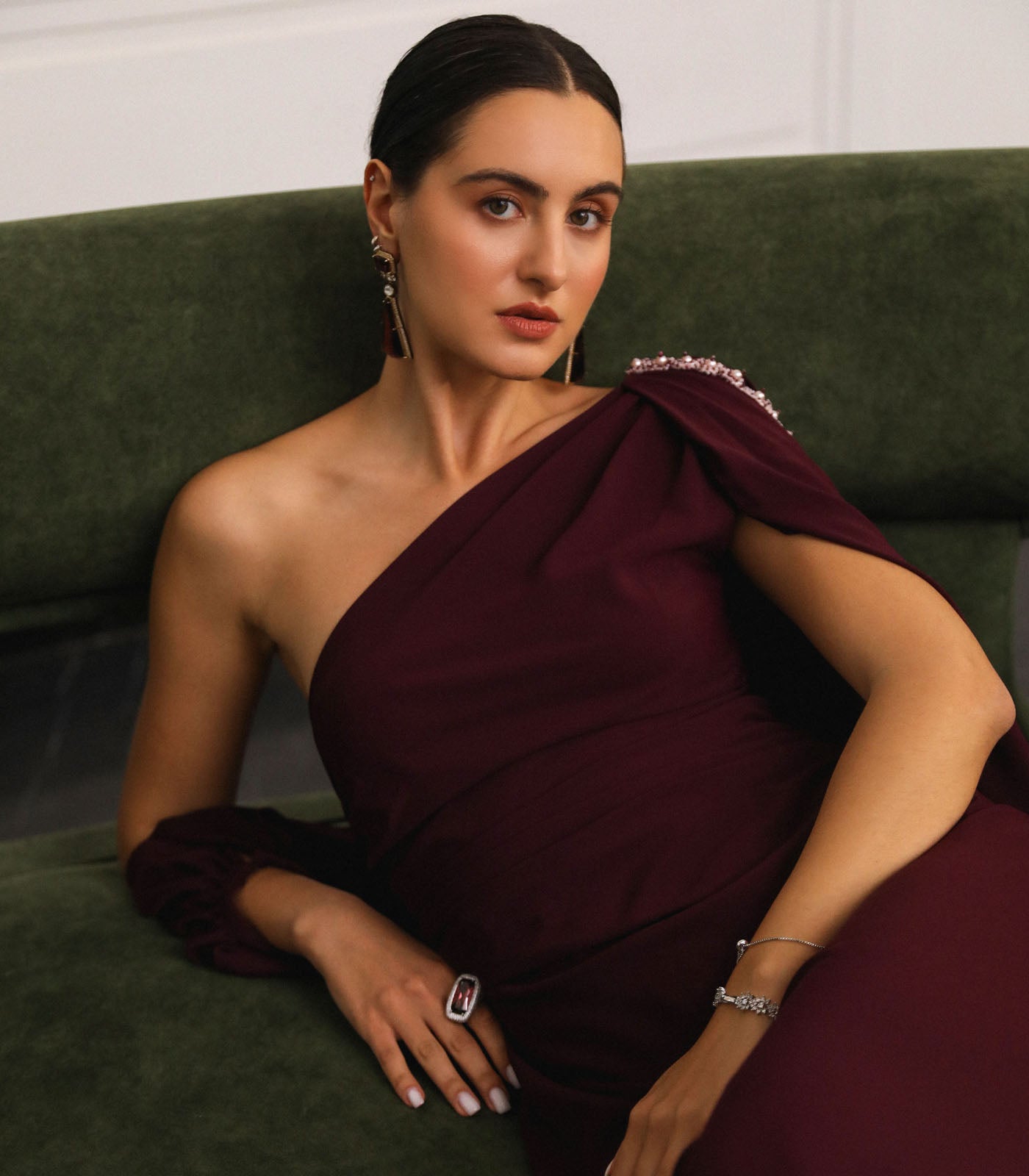 One Shoulder Draped Gown