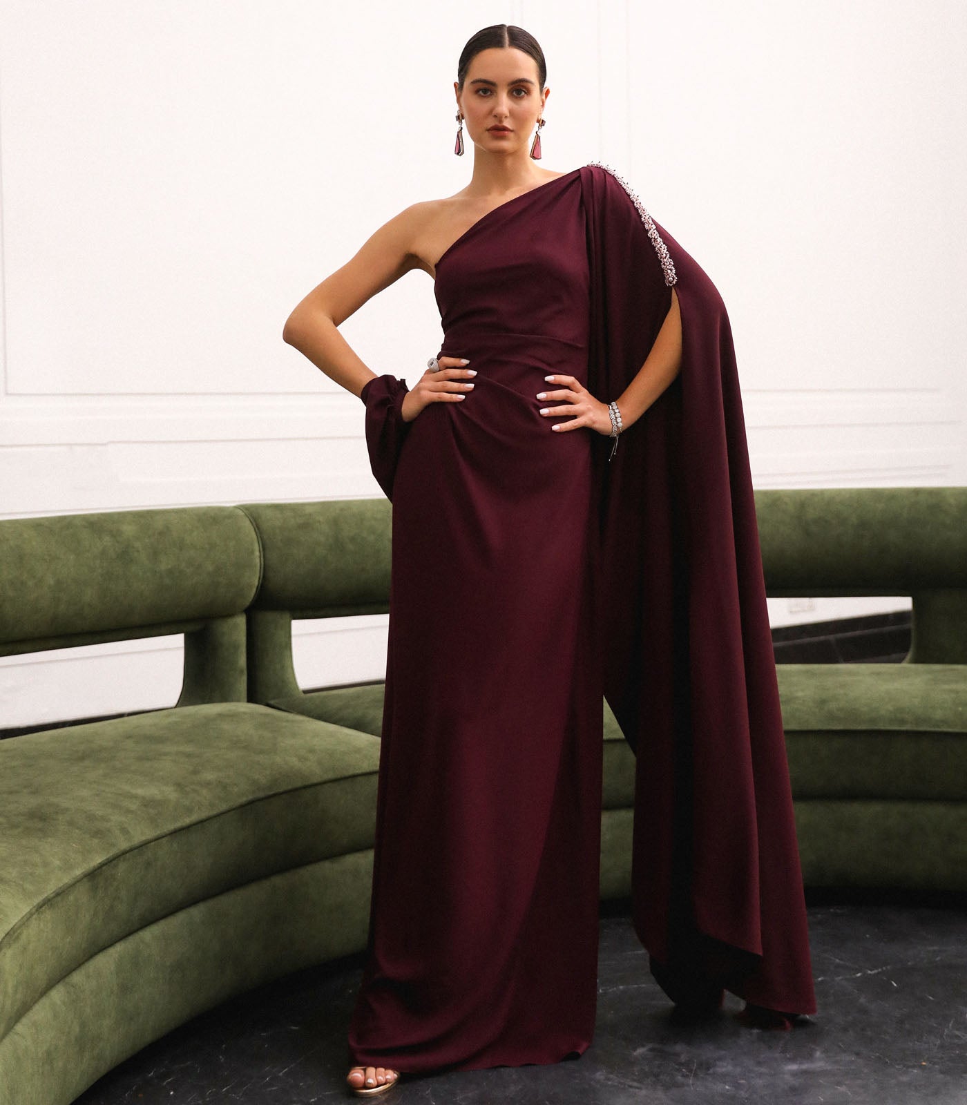 One Shoulder Draped Gown