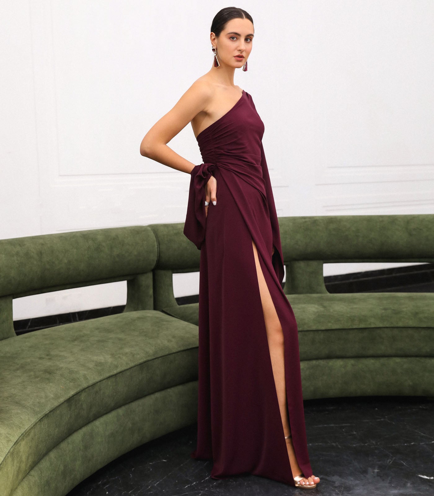 One Shoulder Draped Gown