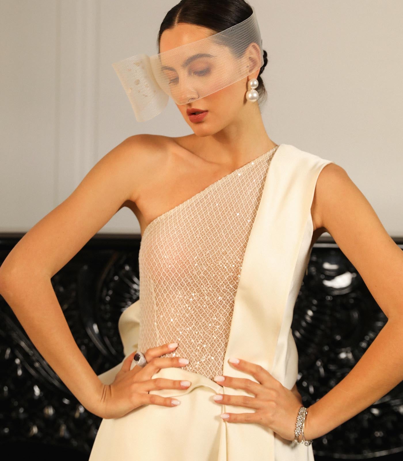 Layered Drape Evening Gown