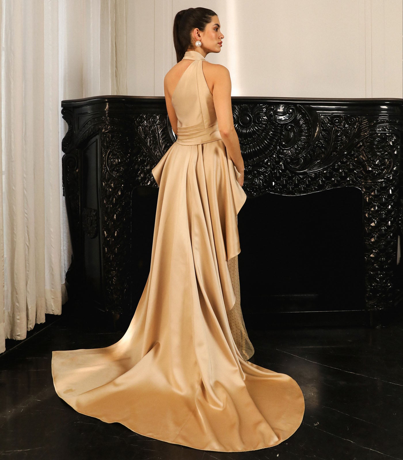 Cross Wrap Halter Gown