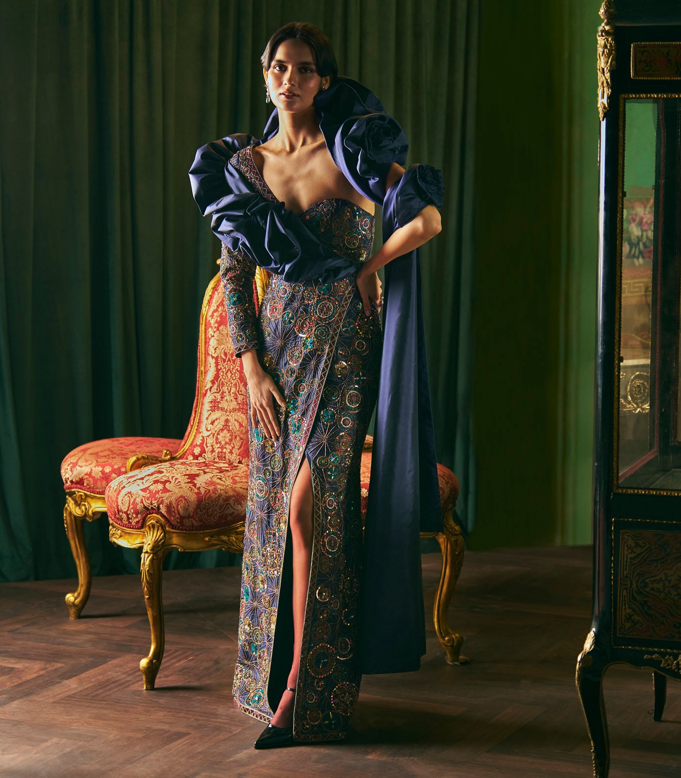 One Shoulder Embellished Gown