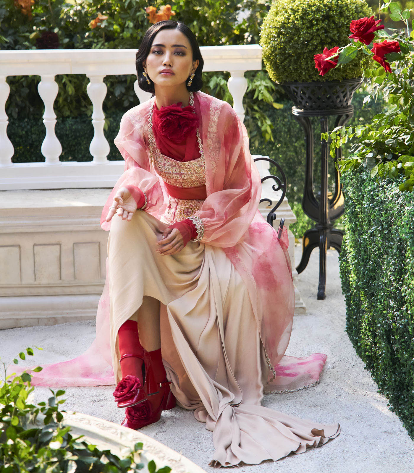 Drape Skirt Cape Set