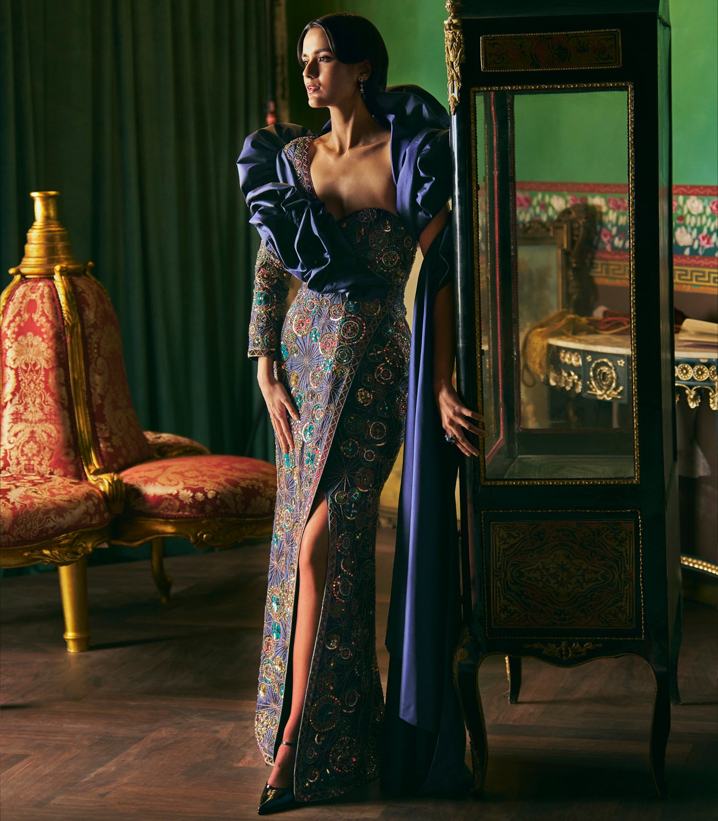 One Shoulder Embellished Gown