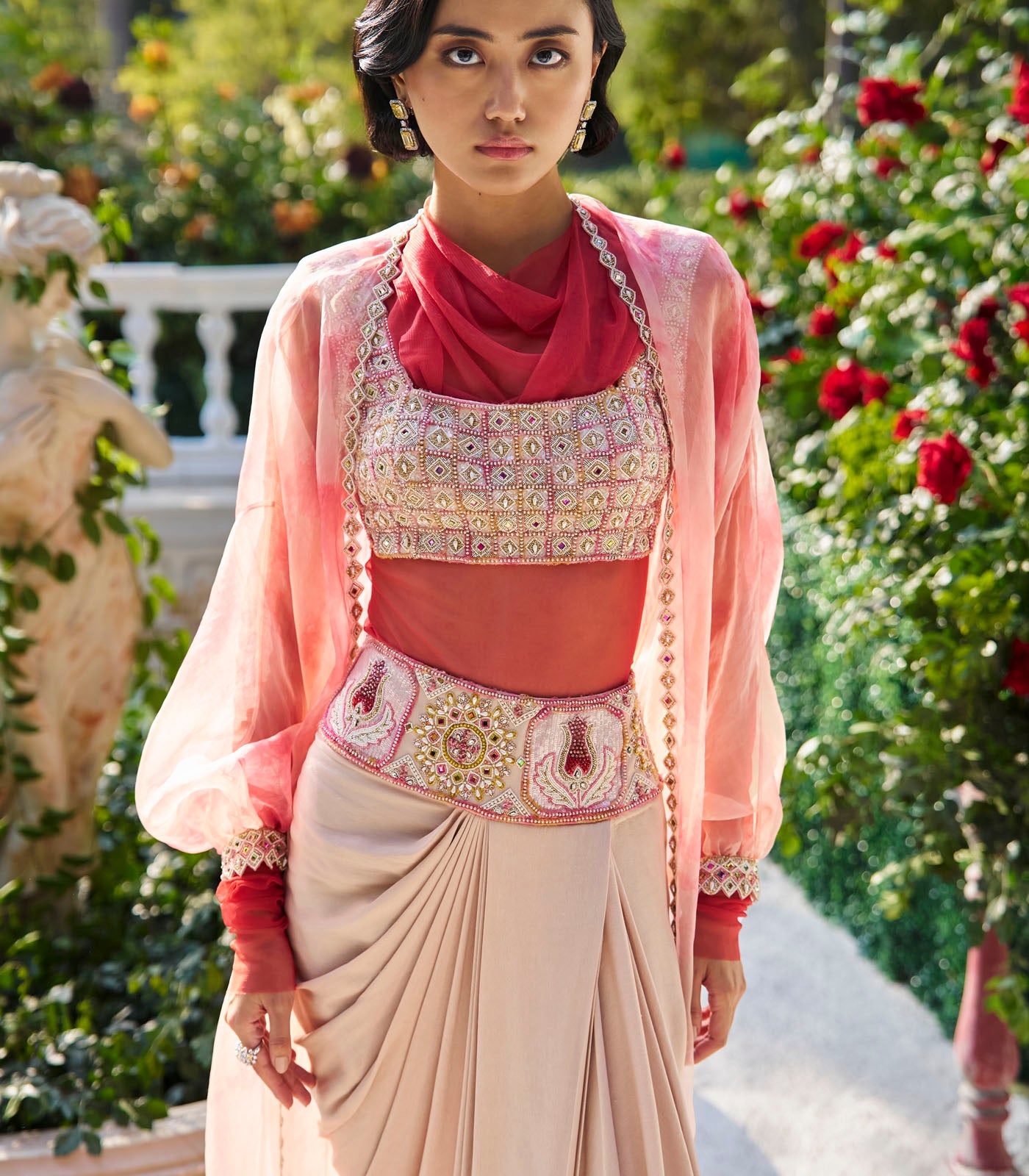 Drape Skirt Cape Set